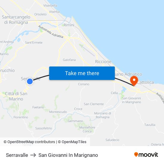 Serravalle to San Giovanni In Marignano map