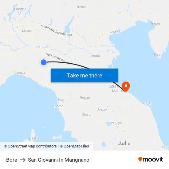 Bore to San Giovanni In Marignano map