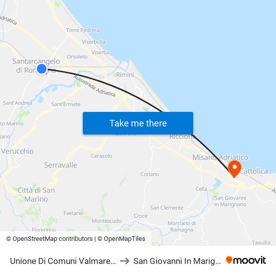 Unione Di Comuni Valmarecchia to San Giovanni In Marignano map