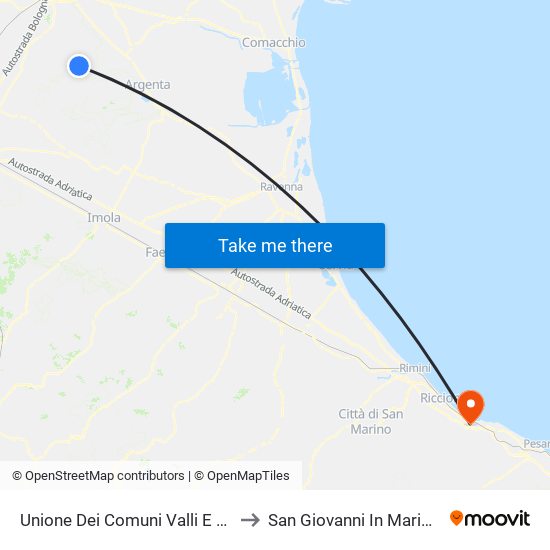 Unione Dei Comuni Valli E Delizie to San Giovanni In Marignano map