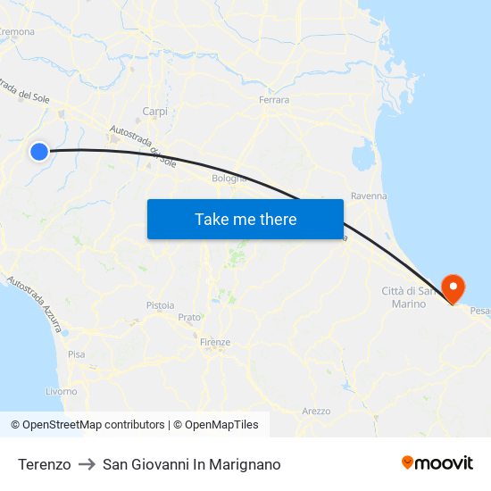 Terenzo to San Giovanni In Marignano map