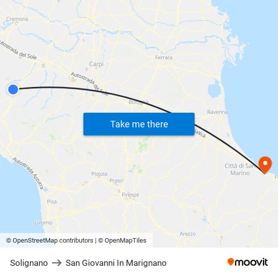 Solignano to San Giovanni In Marignano map