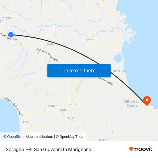 Soragna to San Giovanni In Marignano map