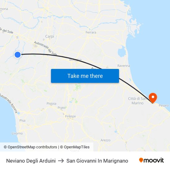 Neviano Degli Arduini to San Giovanni In Marignano map