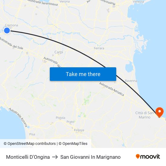 Monticelli D'Ongina to San Giovanni In Marignano map