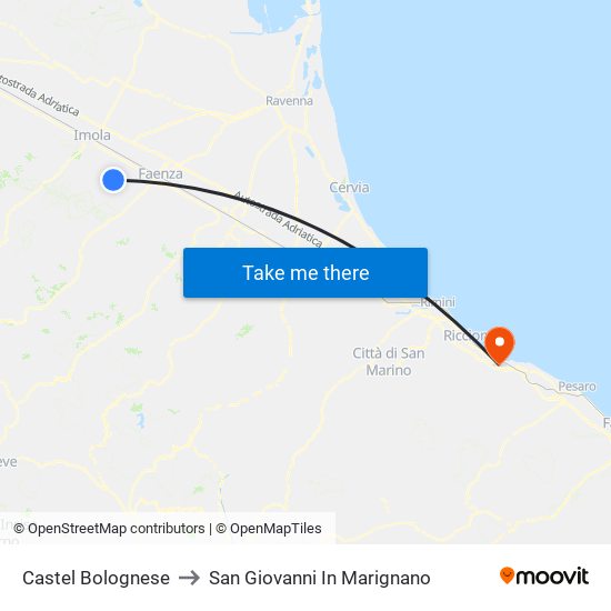 Castel Bolognese to San Giovanni In Marignano map