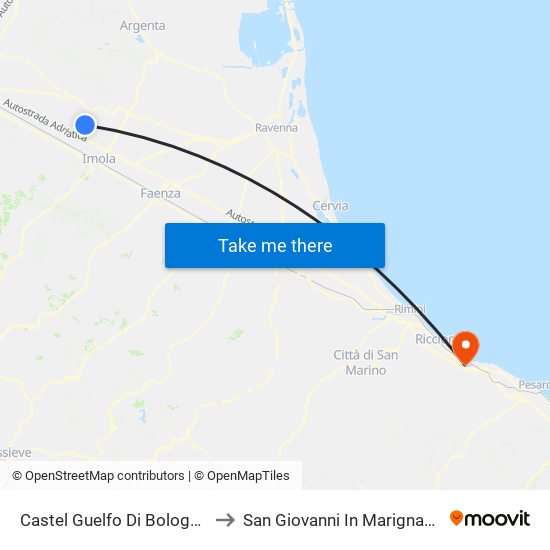 Castel Guelfo Di Bologna to San Giovanni In Marignano map
