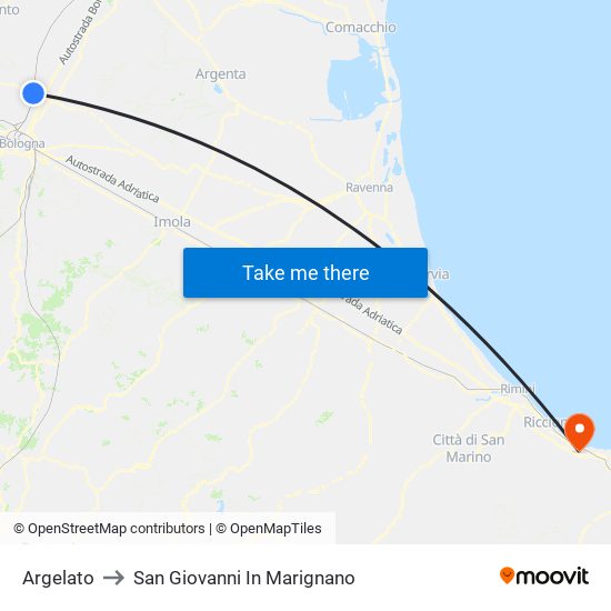 Argelato to San Giovanni In Marignano map