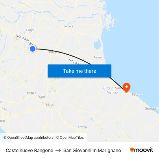 Castelnuovo Rangone to San Giovanni In Marignano map