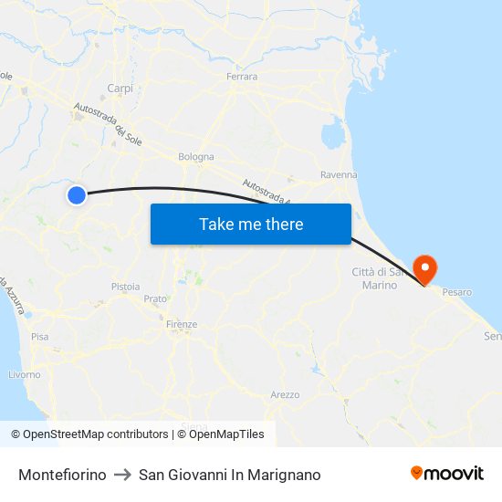 Montefiorino to San Giovanni In Marignano map