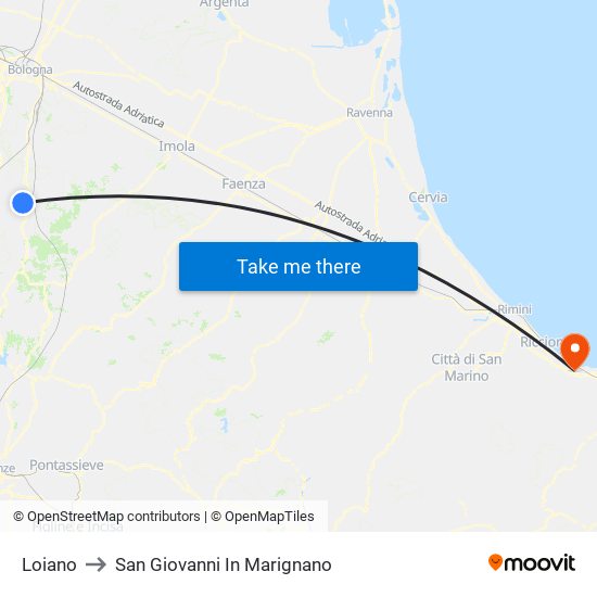 Loiano to San Giovanni In Marignano map