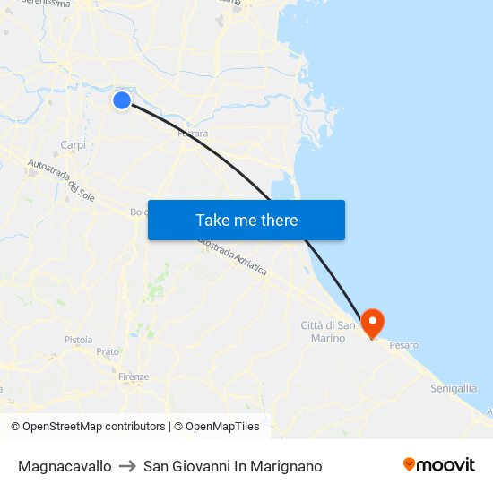 Magnacavallo to San Giovanni In Marignano map