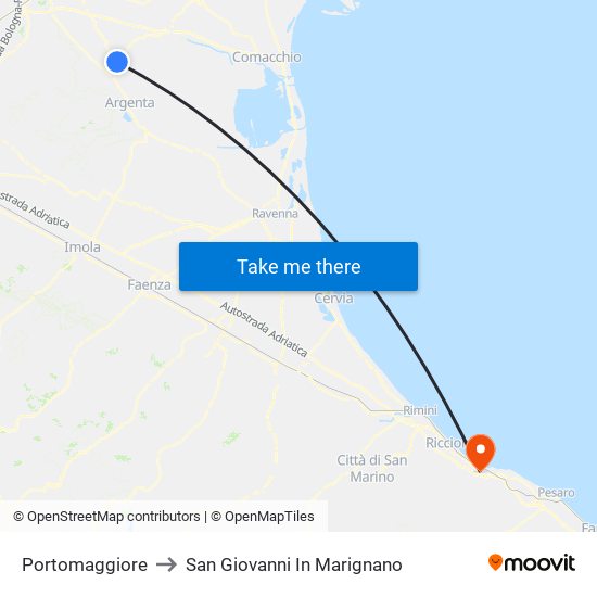 Portomaggiore to San Giovanni In Marignano map