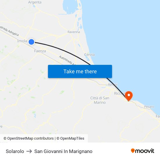 Solarolo to San Giovanni In Marignano map