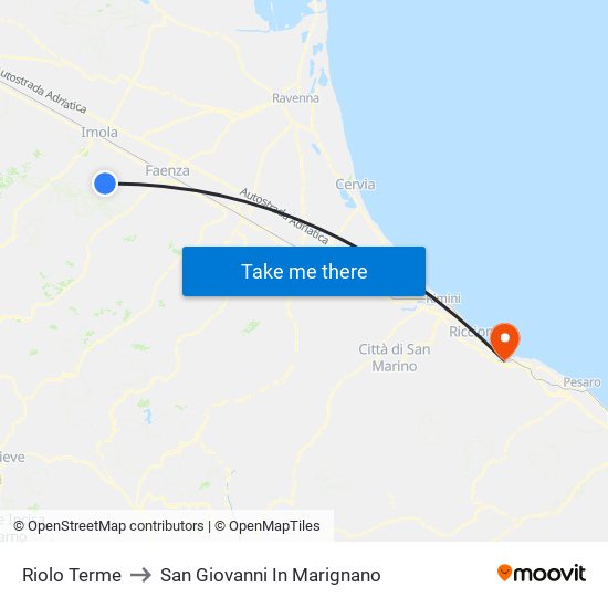Riolo Terme to San Giovanni In Marignano map