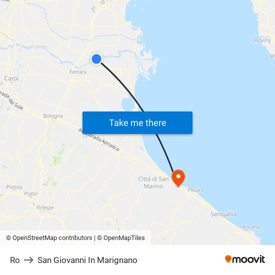 Ro to San Giovanni In Marignano map