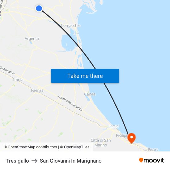 Tresigallo to San Giovanni In Marignano map