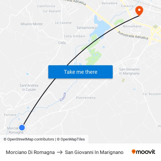 Morciano Di Romagna to San Giovanni In Marignano map
