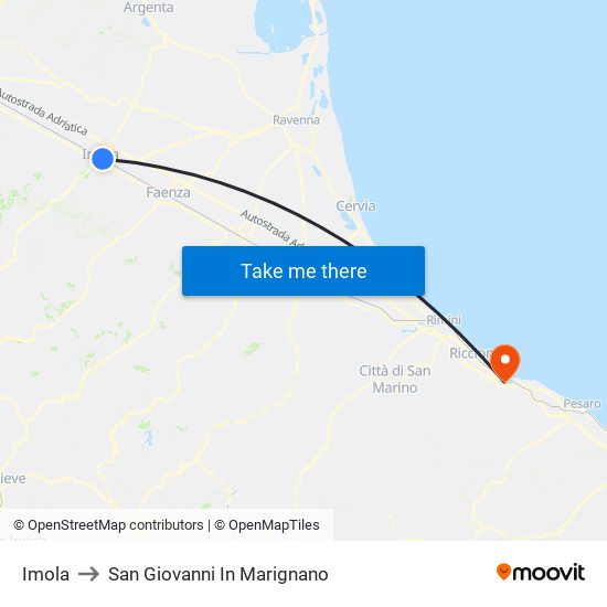 Imola to San Giovanni In Marignano map