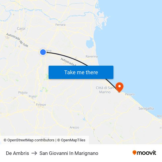 De Ambris to San Giovanni In Marignano map