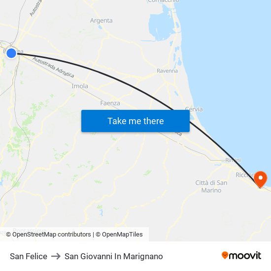 San Felice to San Giovanni In Marignano map