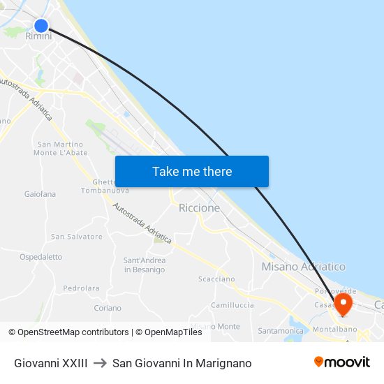 Giovanni XXIII to San Giovanni In Marignano map