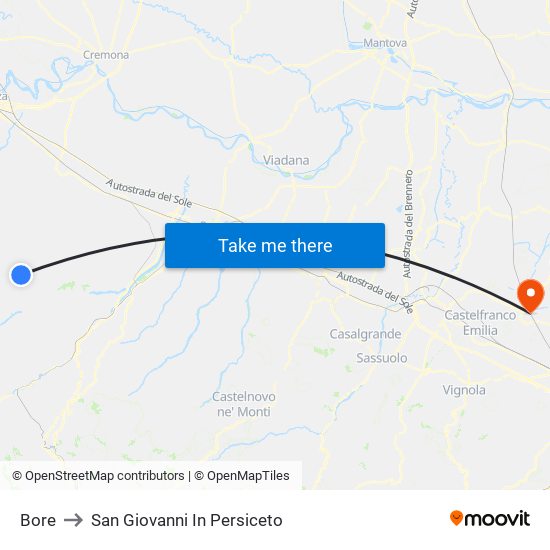 Bore to San Giovanni In Persiceto map