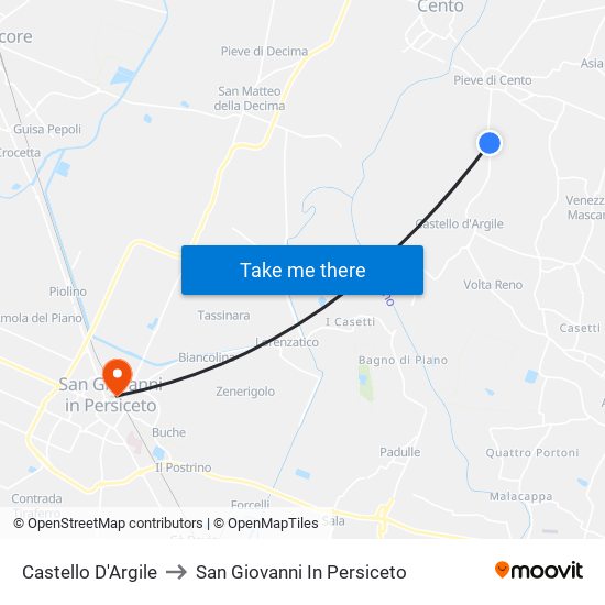 Castello D'Argile to San Giovanni In Persiceto map