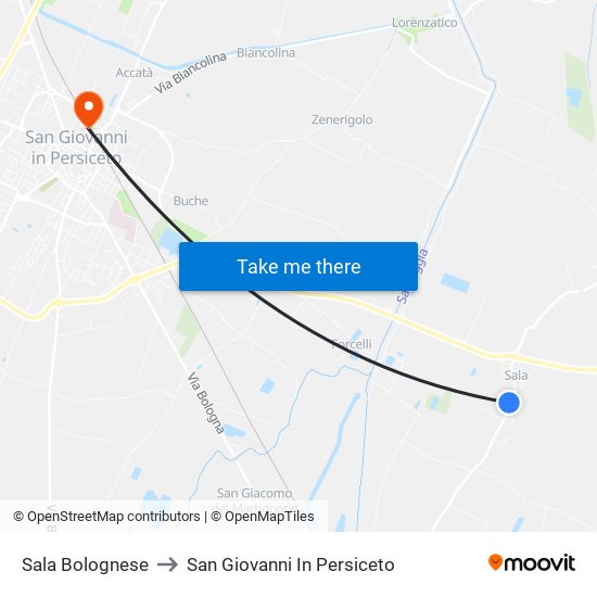 Sala Bolognese to San Giovanni In Persiceto map