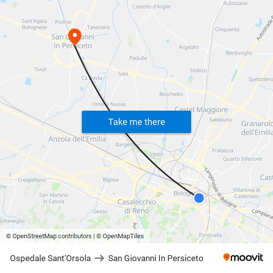 Ospedale Sant'Orsola to San Giovanni In Persiceto map