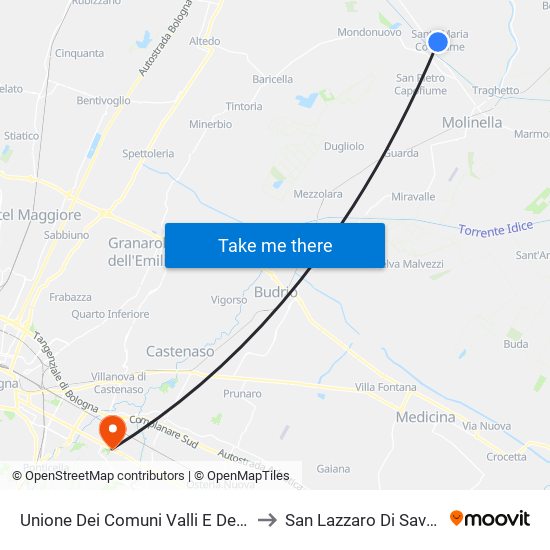 Unione Dei Comuni Valli E Delizie to San Lazzaro Di Savena map