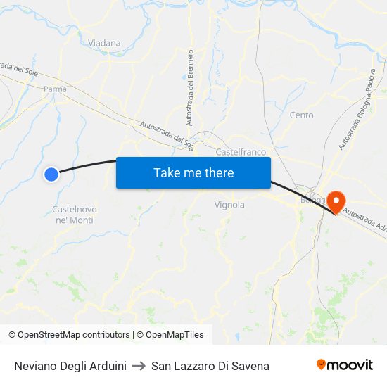 Neviano Degli Arduini to San Lazzaro Di Savena map