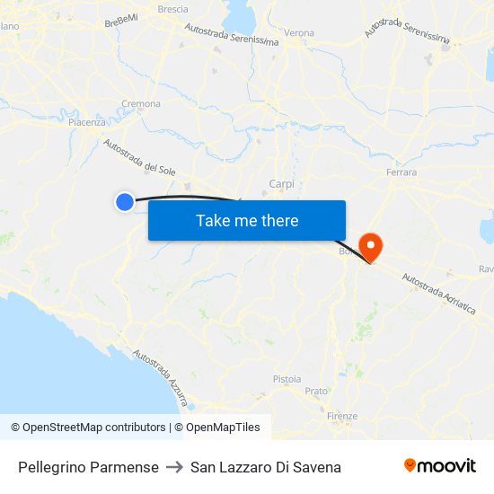 Pellegrino Parmense to San Lazzaro Di Savena map