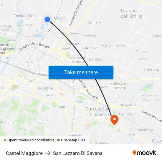 Castel Maggiore to San Lazzaro Di Savena map