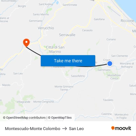 Montescudo-Monte Colombo to San Leo map