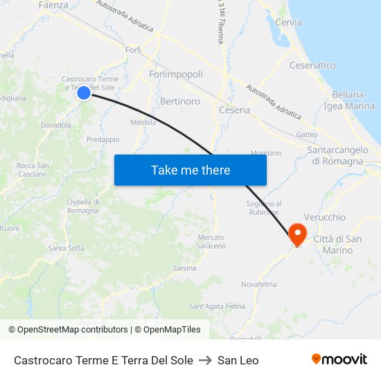 Castrocaro Terme E Terra Del Sole to San Leo map
