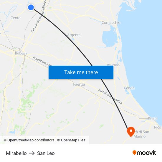 Mirabello to San Leo map