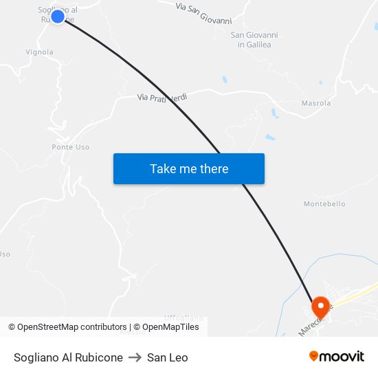 Sogliano Al Rubicone to San Leo map