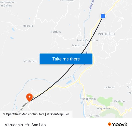 Verucchio to San Leo map