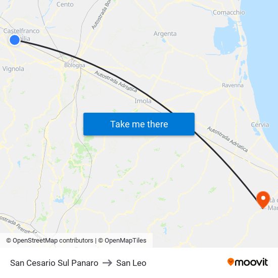 San Cesario Sul Panaro to San Leo map