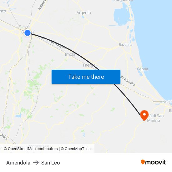 Amendola to San Leo map