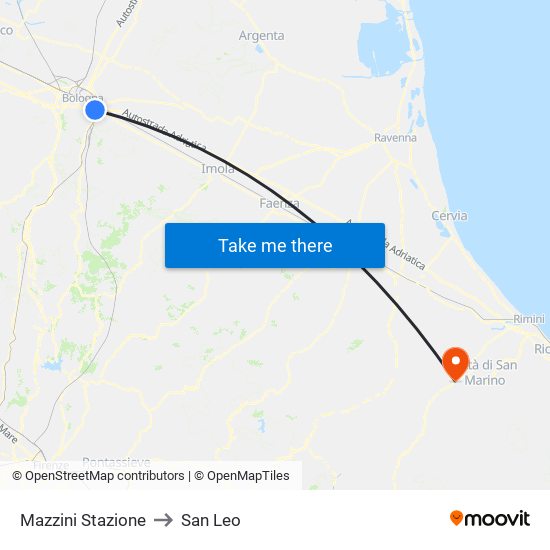 Mazzini Stazione to San Leo map