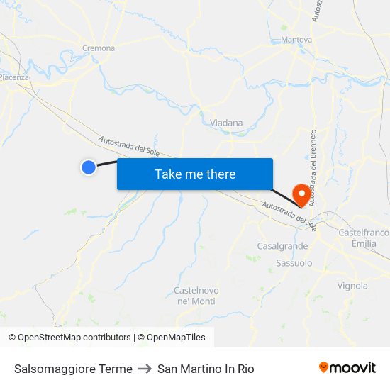 Salsomaggiore Terme to San Martino In Rio map