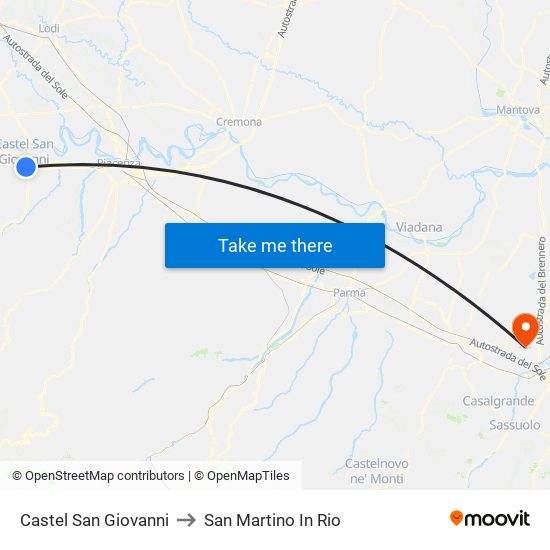 Castel San Giovanni to San Martino In Rio map