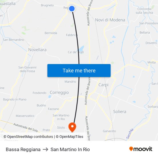 Bassa Reggiana to San Martino In Rio map