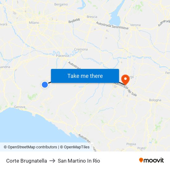 Corte Brugnatella to San Martino In Rio map