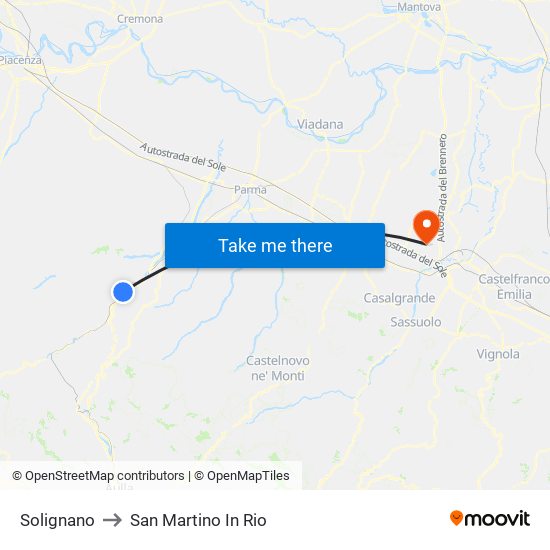 Solignano to San Martino In Rio map