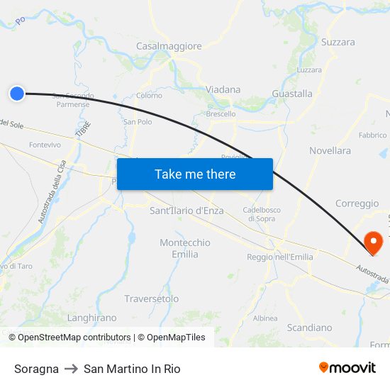 Soragna to San Martino In Rio map