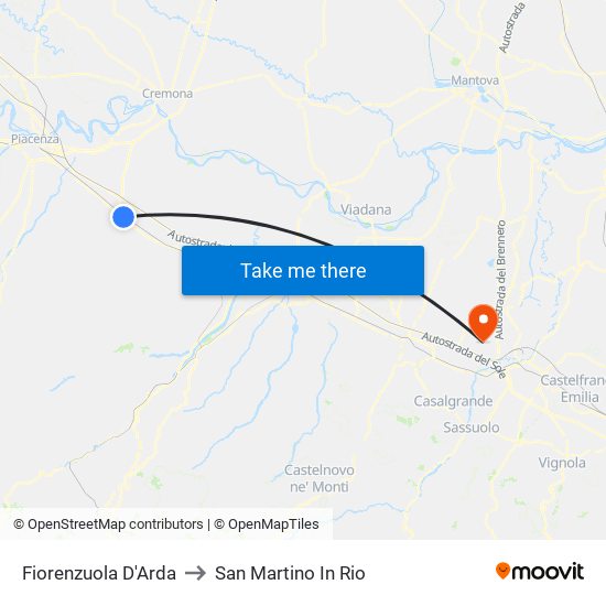 Fiorenzuola D'Arda to San Martino In Rio map