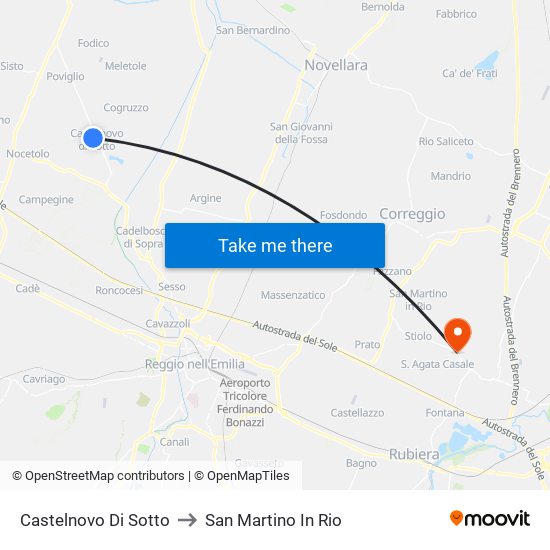 Castelnovo Di Sotto to San Martino In Rio map